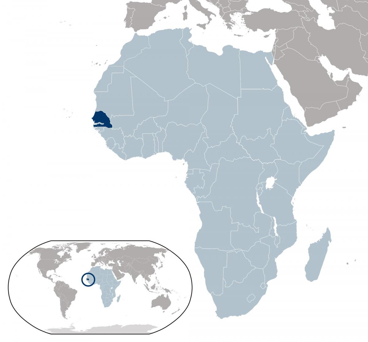 карта розташування Сенегал на світ