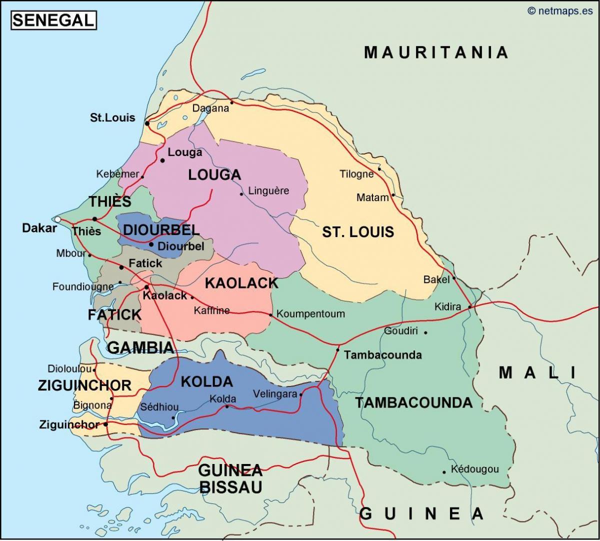 карта Сенегалу країні
