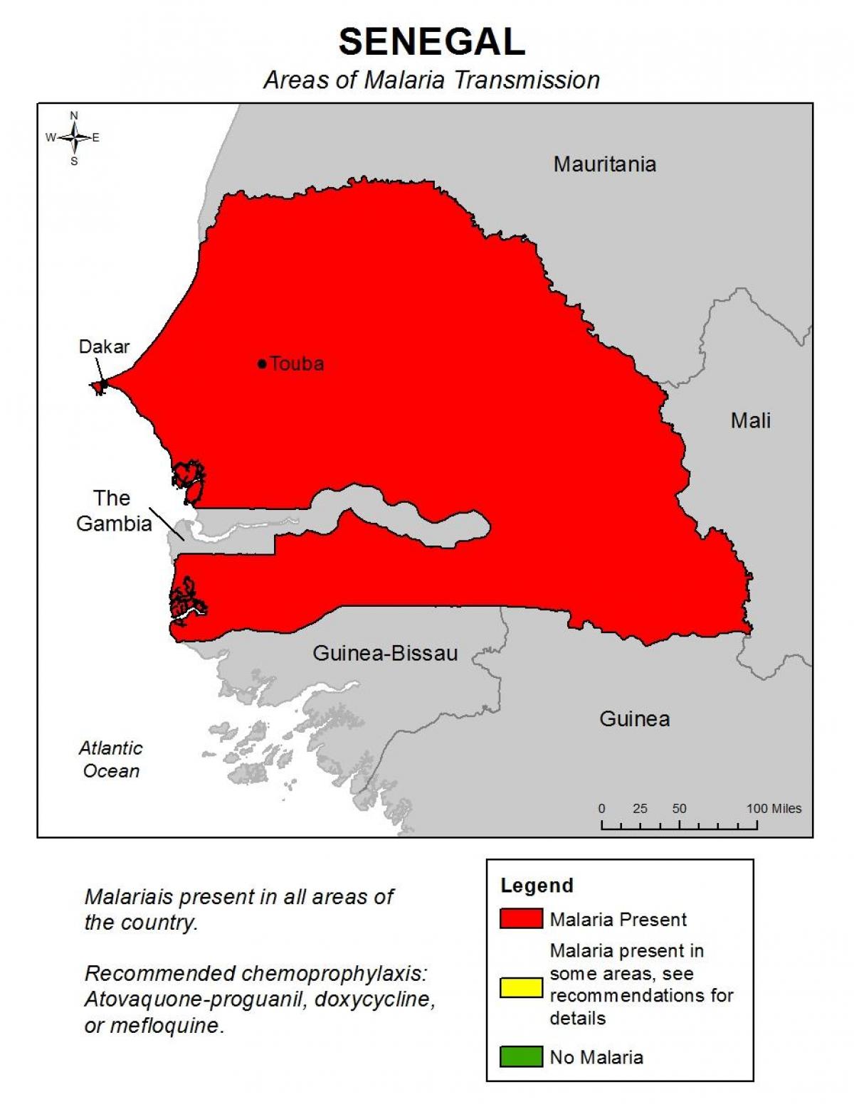 карта Сенегалу з малярією