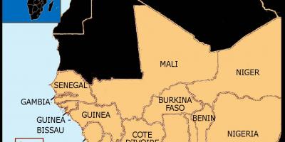 Карта Сенегалу карті Західній Африці