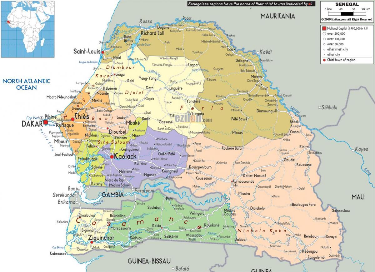 Сенегал країни у світовій карті