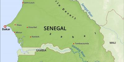 Карта фізична карта Сенегалу
